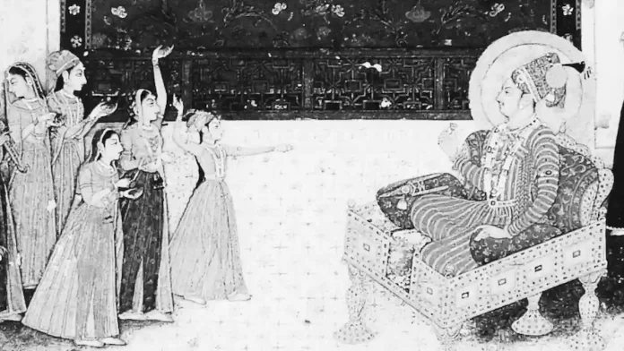 An Evening Performance for Maharaja Abhai Singh by Dalchand. Jodhpur, Mehrangarh Museum.